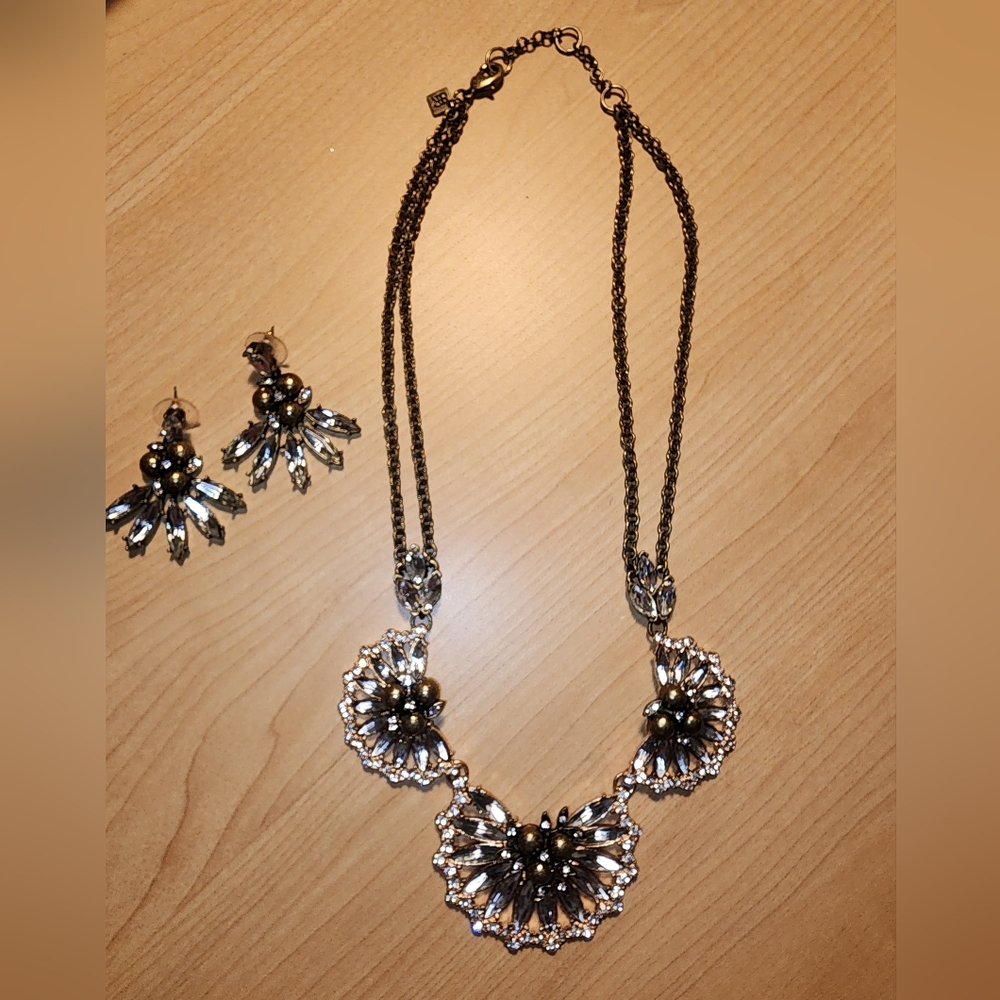 Georgous Statement Necklace And Earings Matching Set Measurements In Photos